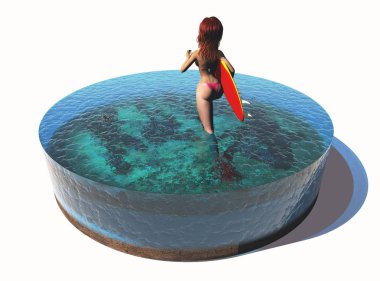 Paslı düzlemde çöl., 3d render