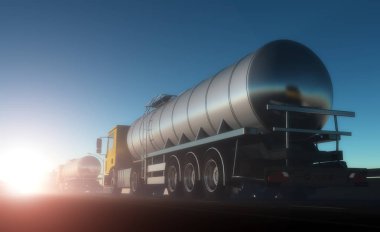Kamyon drivenin çölde. , 3d render