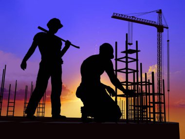 Sky.3d insan figürleri inşaatçılar render