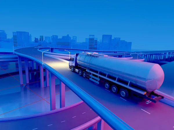 车载高速公路的图像 3D渲染 — 图库照片