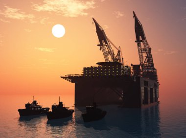 Bir inşaat istasyonu deniz..., 3d render