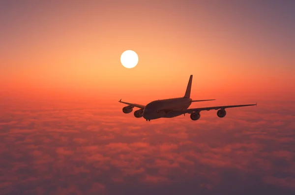 Het Vliegtuig Boven Wolken Renderen — Stockfoto