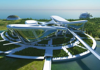 Şehrin en üst görüntüsü... 3D görüntüleme