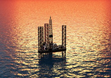 Petrol üretimi above.3d denizden içine render