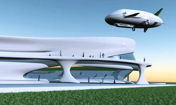 Casa Del Futuro Aeronave Rendir —  Fotos de Stock