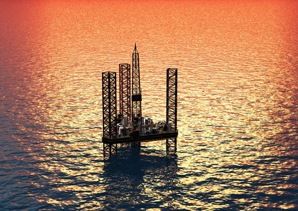 Ölförderung Ins Meer Von Oben — Stockfoto