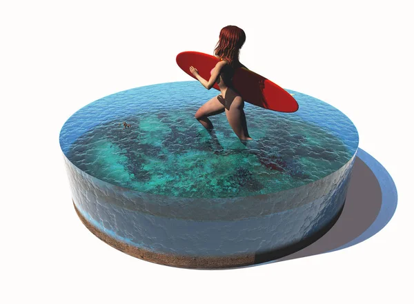 Kız deniz., 3d render