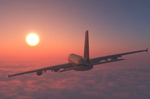 Avión Está Por Encima Las Nubes Render — Foto de Stock