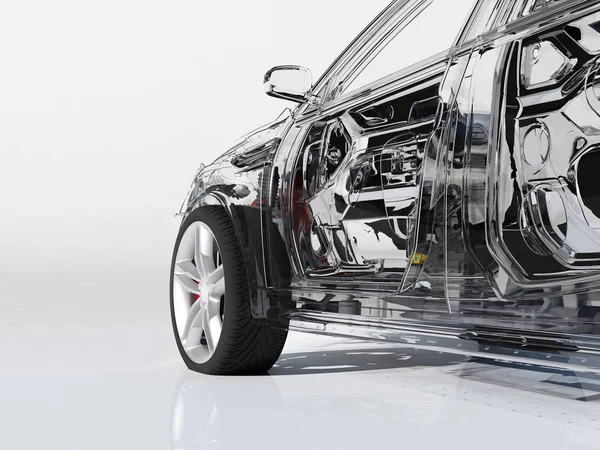 白い背景のモデル車 3Dレンダリング — ストック写真