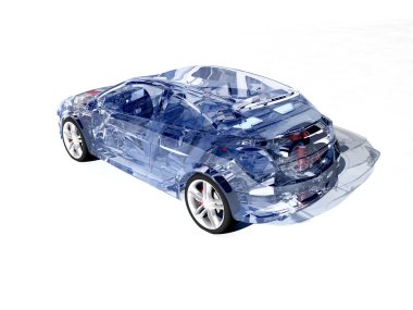 Beyaz arkaplanda cam otomatik... 3D görüntüleme