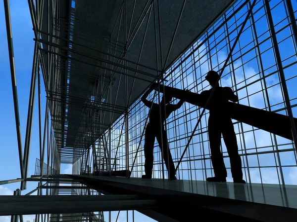 空を背景にした労働者のシルエット 3Dレンダリング — ストック写真
