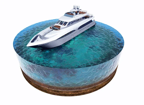 白色背景的游艇模型 3D渲染 — 图库照片
