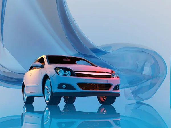 Carros Modelo Fundo Azul Render — Fotografia de Stock