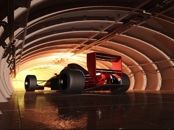 Macchina Sportiva Nel Tunnel Rendering — Foto Stock