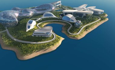 Şehrin en üst görüntüsü... 3D görüntüleme