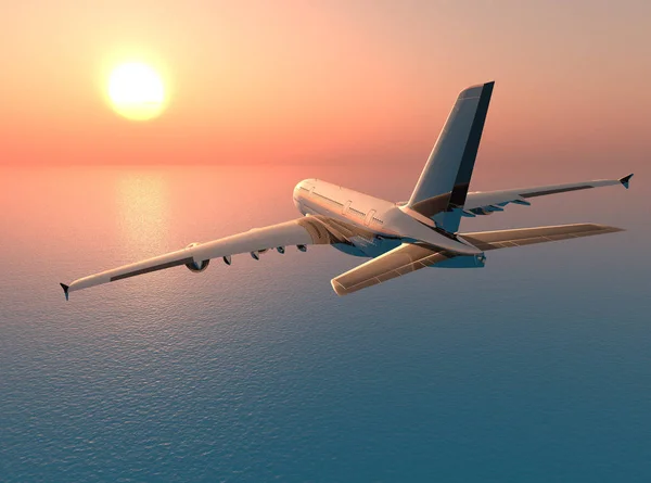 Avión Sobre Mar Render — Foto de Stock