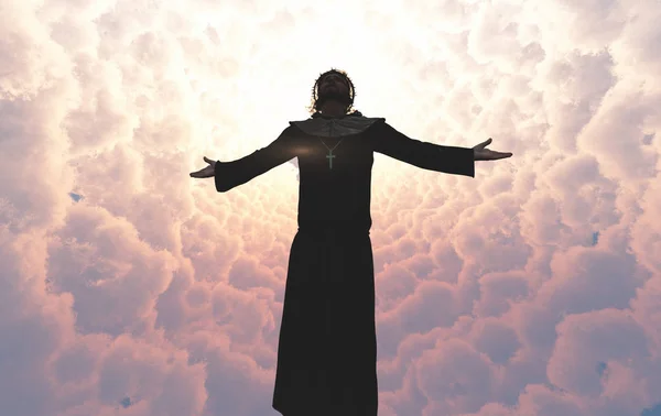 Gesù Nelle Nuvole Render — Foto Stock