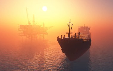 Tanker denizin içinde. , 3d render