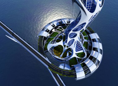 Sudaki şehir, 3D görüntüleme.