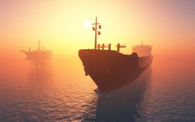 Tanker denizin içinde. , 3d render