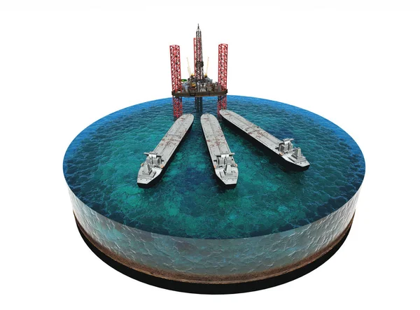 Petrol Üretim Modeli Deniz Render — Stok fotoğraf