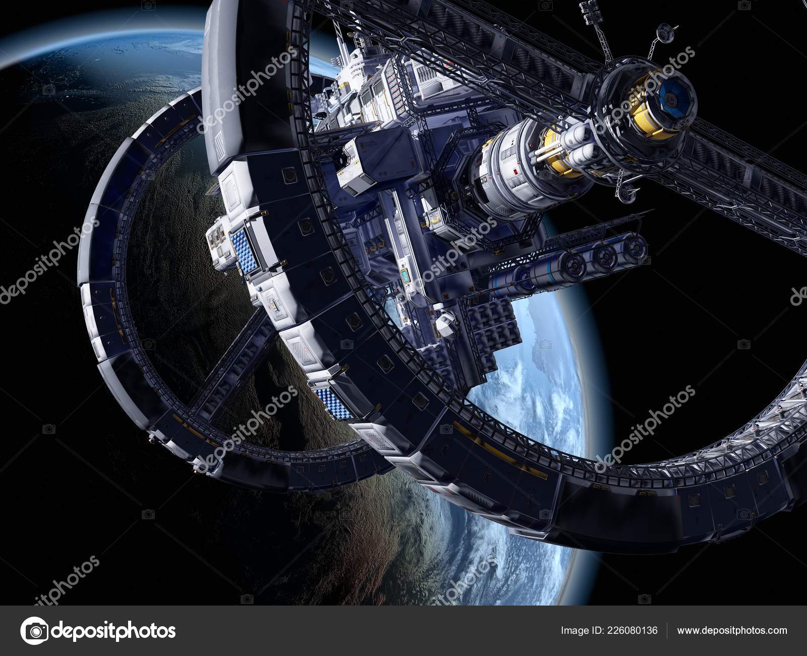 Космическая Станция Космосе Elemen Image Furnished Nasa Render.