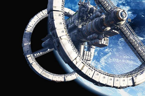 Space Station Outer Space Elemen Image Furnished Nasa Render — Stock Photo, Image