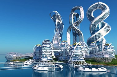 Şehrin en üst görüntüsü... 3D görüntüleme