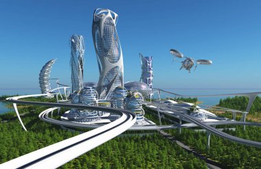 Şehrin en üst görüntüsü... 3D görüntüleme