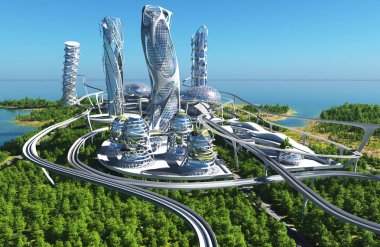 Şehrin en üst görüntüsü... 3D görüntüleme