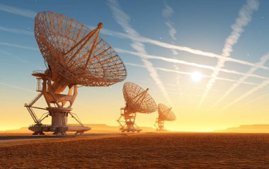 Lankshaty 'nin arka planında Radar., 3D görüntüleme
