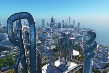 Şehrin en üst görüntüsü... 3D görüntüleme