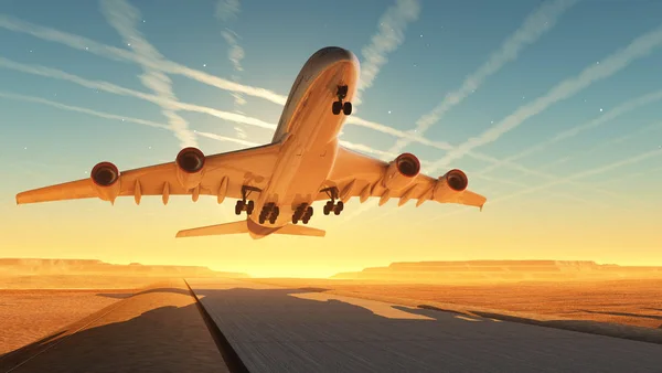 Das Passagierflugzeug Auf Dem Rollfeld Darstellung — Stockfoto