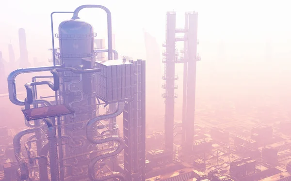 Tubes Factory Sky Render — Stock Photo, Image