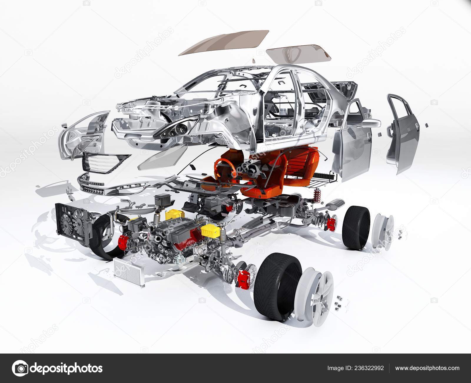 Detalles Del Coche Sobre Fondo Blanco Render — Foto de stock © Iurii