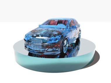 Beyaz arkaplanda cam otomatik... 3D görüntüleme