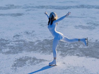 Kız paten. , 3d render