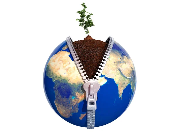 Модель Земної Кулі Деревами Рендеринг — стокове фото