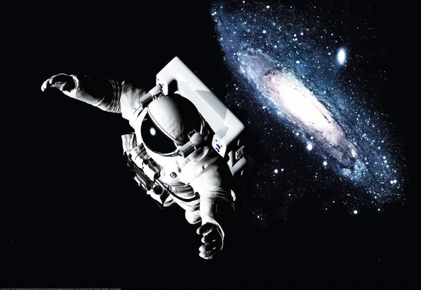 太空中的宇航员在星空的映衬下 3D渲染 — 图库照片