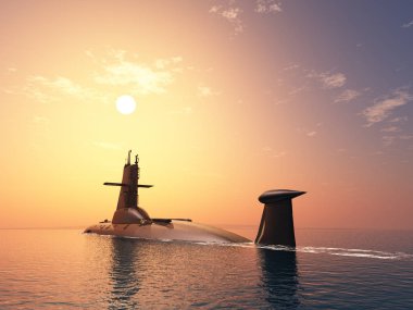 Denizdeki askeri gemi 3D hazırlıyor.