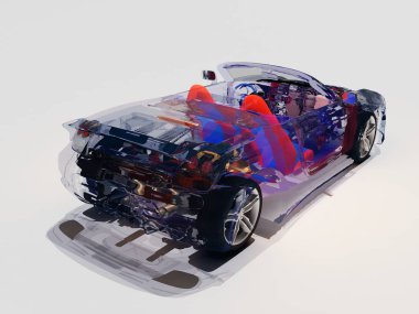 Beyaz arka plan üzerinde model arabalar... 3D render