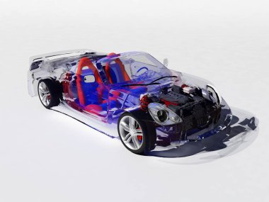 Beyaz arka plan üzerinde model arabalar... 3D render