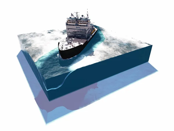 Modelo Mar Quebra Gelo Fundo Branco Render — Fotografia de Stock