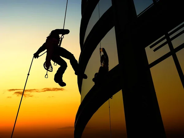 Silhouette Man Building Render — Stock Photo, Image