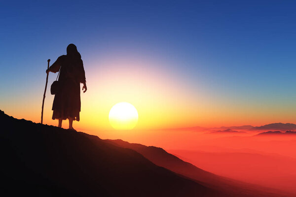 Путешественник на фоне гор
.