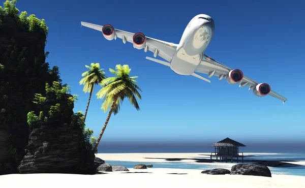 Flight over the island — Stock Photo, Image