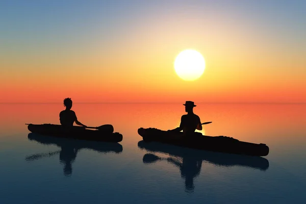 A group of people in boats. — Stock Photo, Image