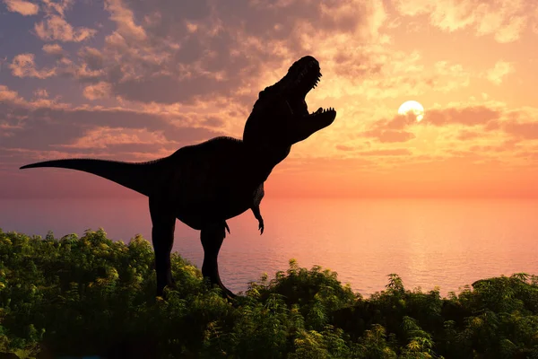 Гигантский Динозавр Фоне Цветущего Неба Рендер — стоковое фото