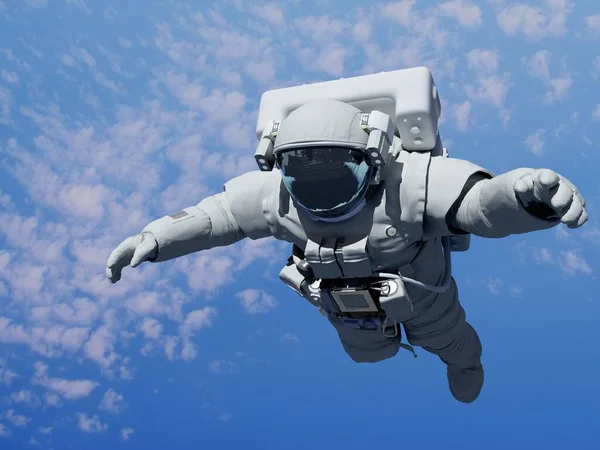 Űrhajós Űrben Föld Felhői Fölött Render — Stock Fotó