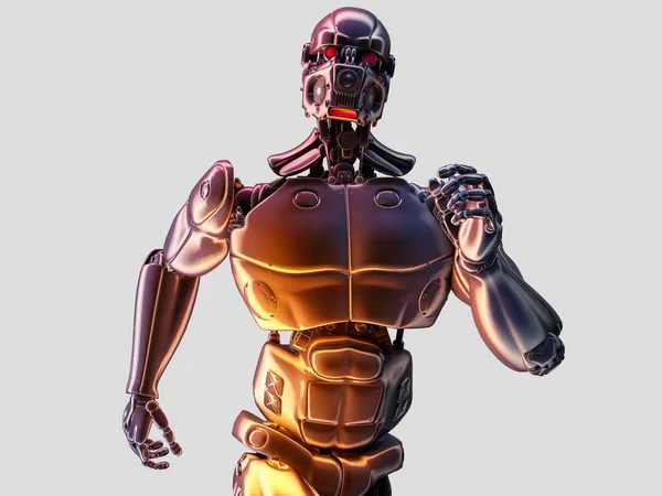 Robot Egy Fehér Háttér Render — Stock Fotó